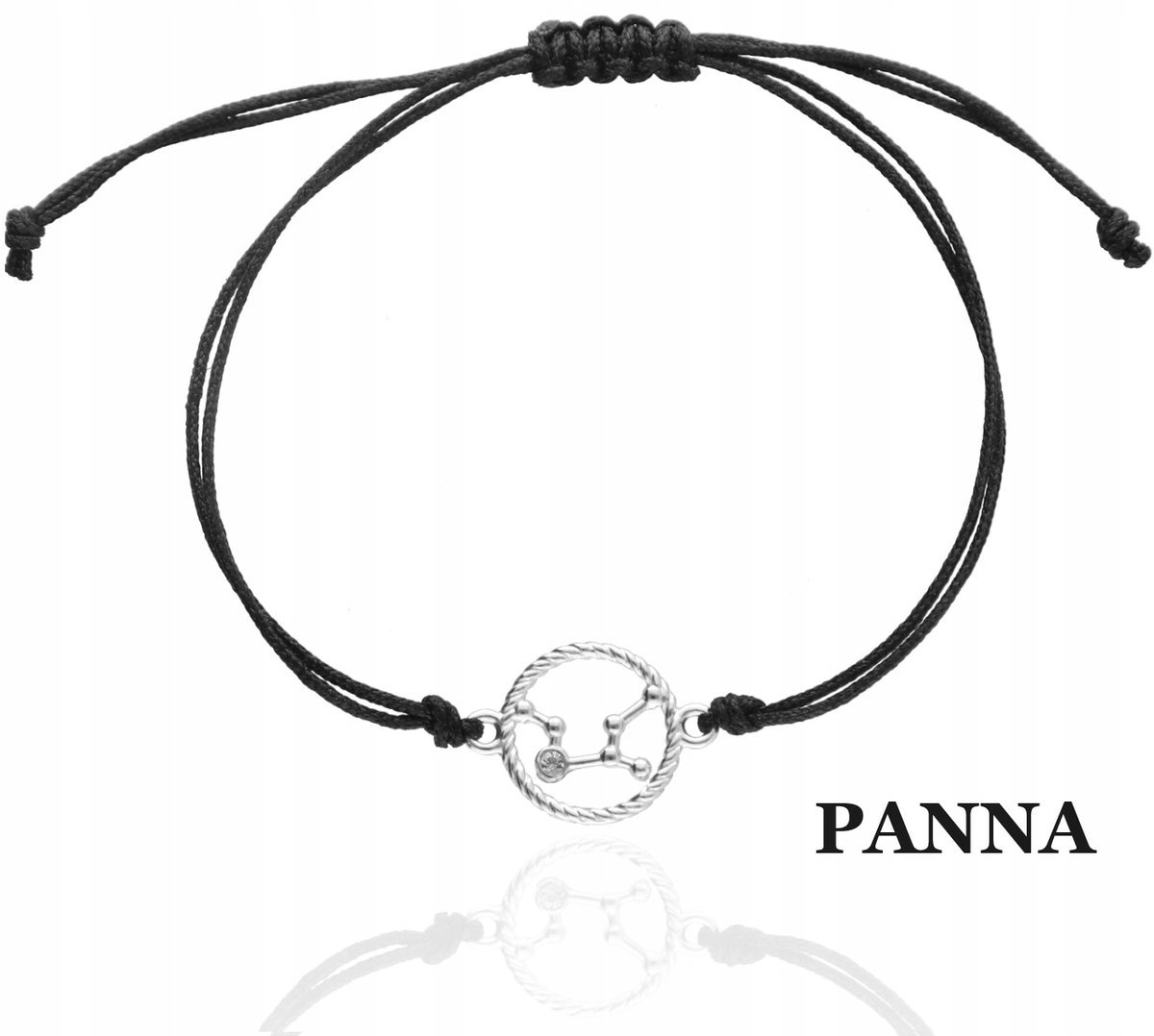SREBRNA bransoletka sznurkowa PANNA znak zodiaku srebro925 kolory