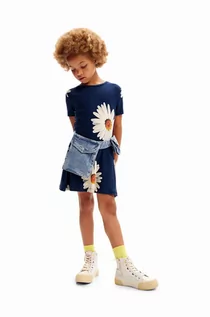 Sukienki i spódniczki dla dziewczynek - Desigual sukienka dziecięca kolor granatowy mini rozkloszowana - grafika 1