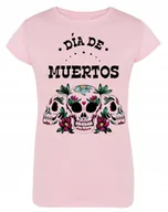 Koszulki i topy damskie - T-Shirt damski nadruk kolorowe CZASZKI r.L - miniaturka - grafika 1