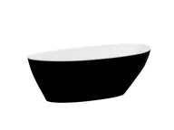 Wanny - Besco Goya Matt Black&White Wanna wolnostojąca 142x62 cm biały połysk/czarny mat + korek klik-klak chrom WMMC-140G - odbiór osobisty: Kraków, Warszawa - miniaturka - grafika 1