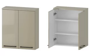 Szafka nad Pralkę RON 60 cm 2D - Cappuccino Wysoki Połysk - Uchwyty Czarne Matowe - Szafki łazienkowe - miniaturka - grafika 1