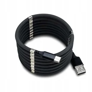 Kabel Magnetyczny Skręcany Mocny USB TYP-C CZARNY ELASTYCZNY WYTRZYMAŁY - Ładowarki do telefonów Kabel Magnetyczny Skręcany Mocny USB TYP-C CZARNY ELASTYCZNY WYTRZYMAŁY - Ładowarki do telefonów - miniaturka - grafika 1