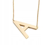 Łańcuszki - Złoty Naszyjnik Łańcuszek DUŻA LITERA A Stal 316L - miniaturka - grafika 1