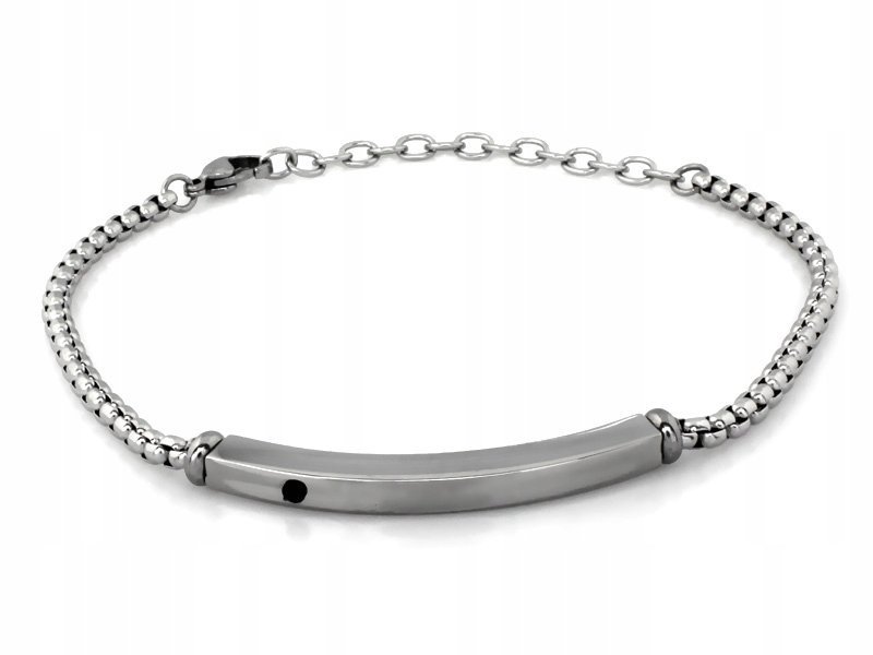 Stalowa męska bransoletka łańcuszek ze sztywnym elementem na prezent r21