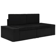 Sofy ogrodowe - vidaXL Sofa modułowa 2-osobowa, rattan PE, czarna - miniaturka - grafika 1