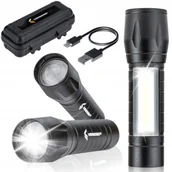 Latarki - Latarka taktyczna Led Cob Usb akumulatorowa etui - miniaturka - grafika 1