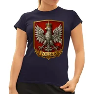Koszulki i topy damskie - Polska - Orzeł Biały - damska koszulka na prezent Granatowy XL - miniaturka - grafika 1