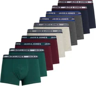 Majtki męskie - JACK&JONES bokserki męskie, opakowanie 10 sztuk - JACSOLID, kąpielówki, bawełna stretch, logo jednokolorowe zielony/czerwony/beżowy/szary/ciemnoniebieski XL - miniaturka - grafika 1