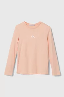 Bluzki dla dziewczynek - Calvin Klein Jeans longsleeve bawełniany dziecięcy kolor różowy - grafika 1
