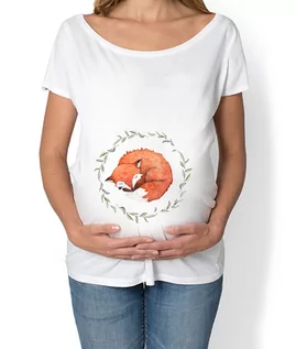 Odzież ciążowa - Koszulka ciążowa. Zwierzęta leśne, liski - grafika 1