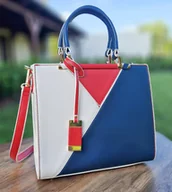 Torebki damskie - Elegancka torebka MENBUR praktyczna piękna czerwono-granatowo-biała - miniaturka - grafika 1