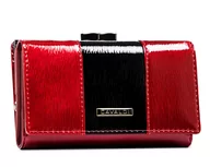 Portfele - Stylowy portfel damski na karty portmonetka na bigiel z lakierowanej skóry naturalnej Cavaldi, czerwony - miniaturka - grafika 1