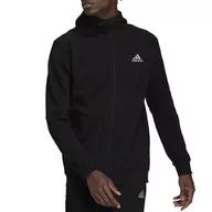 Bluzy sportowe męskie - Bluza adidas Essentials 4 Gameday Full-Zip Hoodie HE1811 - czarna - Adidas - miniaturka - grafika 1