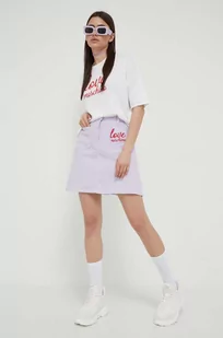 Love Moschino spódnica jeansowa kolor fioletowy mini ołówkowa - Spódnice - miniaturka - grafika 1