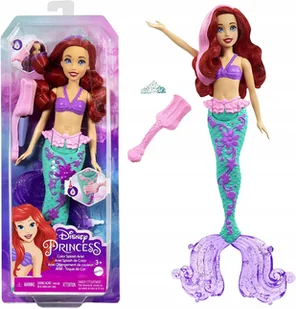 Disney Mała Syrenka Lalka Arielka Zmienia Kolor Włosy I Ogon Mattel HLW00 - Lalki dla dziewczynek - miniaturka - grafika 1