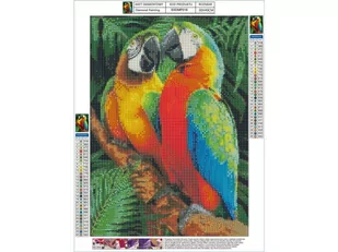 Haft Diamentowy, Obraz, Mozaika Diamentowa Diamond Painting, KOLOROWE ARY PAPUGI 30x40cm - Rękodzieło - miniaturka - grafika 1