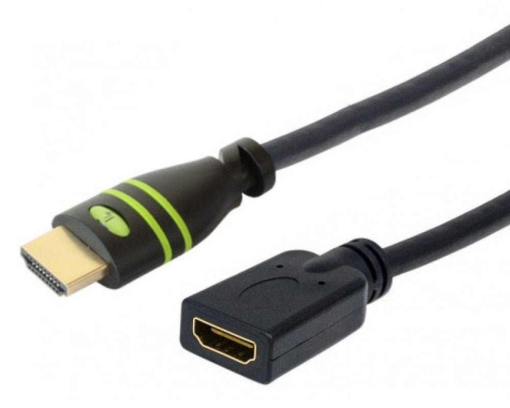 TECHLY HDMI High Speed Verlaengerungskabel 1m schwarz mit Ethernet 4K 30Hz 19pol.HDMI Stecker auf 19pol.HDMI Buchse mit Goldkontakte