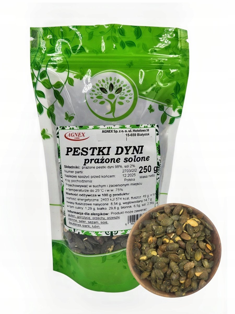 Pestki dyni łuskane prażone solone 250g DYNIA solona chrupiąca przekąska