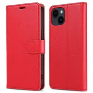 Etui i futerały do telefonów - 001 Kompatybilny z iPhone 15 RFID Wallet Magnetyczne zamknięcie Etui na telefon Pokrowiec na stojak ze skóry PU Czerwony - miniaturka - grafika 1