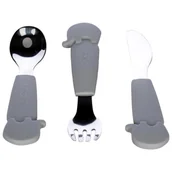 Sztućce dla dzieci - FREEON SZTUĆCE STAL NIERDZEWNA SŁONIK SZARY - miniaturka - grafika 1