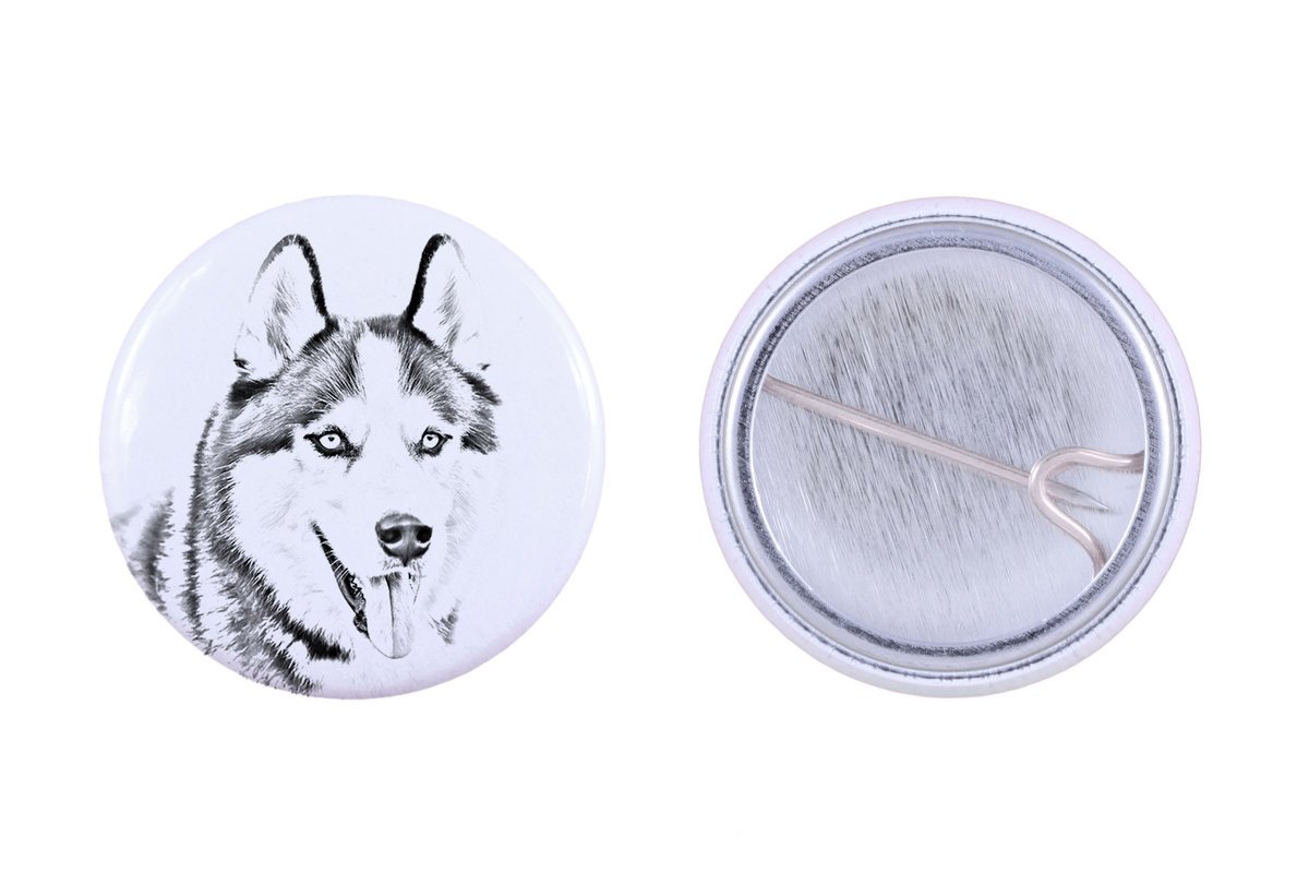 Husky syberyjski, Siberian Husky - przypinka z twoim psem, dodaj własne foto, marka Art-Dog