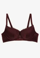 Biustonosze - Ciemnofioletowy Koronkowy Biustonosz Typu Push Up Zapinany na Haftki Maileen - miniaturka - grafika 1