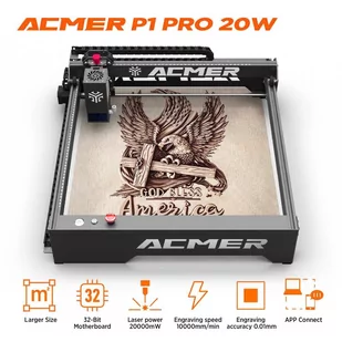 ACMER P1 Pro 20W Laser Engraver Cutter, Air Assist, Fixed Focus, 0.08*0.1mm Spot, 0.01mm Engraving Accuracy, 400*390mm - Grawerowanie i akcesoria - miniaturka - grafika 3