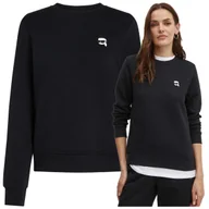 Bluzy damskie - Bluza Damska Czarna Ładna Bawełna logo Karl Lagerfeld bez kaptura Bluza Damska Czarna Ładna Bawełna logo Karl Lagerfeld bez kaptura r.S - miniaturka - grafika 1