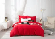 Pościel - Elegancki zestaw pościeli z mikrofibry Queen 160x200 cm w kolorze czerwonym ze złotą lamówką - miniaturka - grafika 1