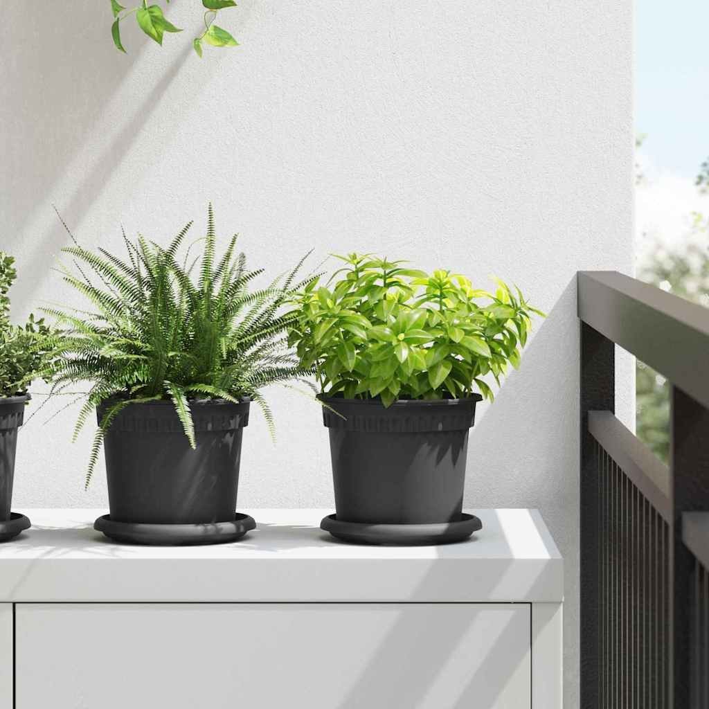 vidaXL Okrągła doniczka na kwiaty 24 pcs Czarny 15 x 12 cm