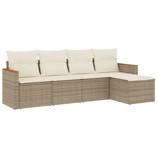 Zestaw mebli ogrodowych modułowych beżowy rattan PE, wymiary 55x62x69 cm