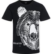 Koszulki męskie - Męski t-shirt z krótkim rękawem, z niedźwiedziem, czarny - miniaturka - grafika 1