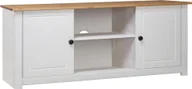Szafki RTV - Szafka pod TV biała 120x40x50 cm lite drewno sosna panama - miniaturka - grafika 1