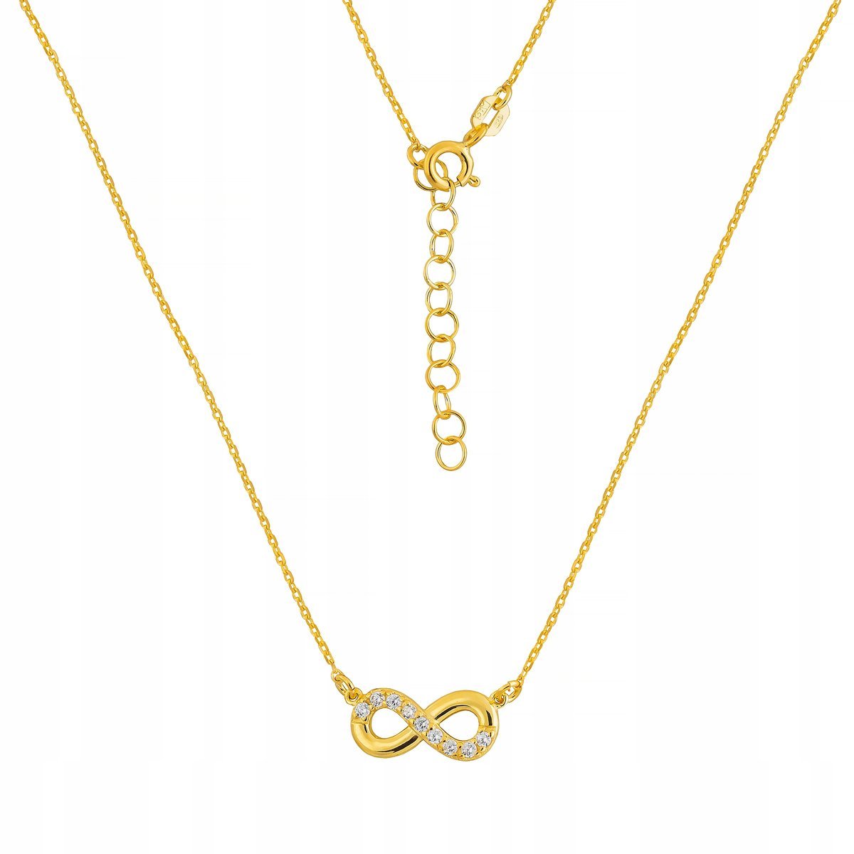 Naszyjnik Srebro pr. 925 Elegancka Złota Celebrytka Nieskończoność Infiniti