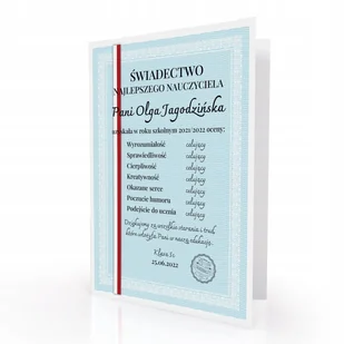 ŚWIADECTWO Kartka z życzeniami dla nauczyciela - Zestawy upominkowe - miniaturka - grafika 1