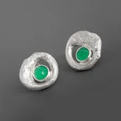 Kolczyki - Kolczyki z zielonym agatem - srebro - miniaturka - grafika 1