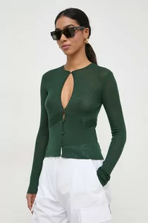Swetry damskie - Patrizia Pepe kardigan wełniany kolor zielony lekki - grafika 1