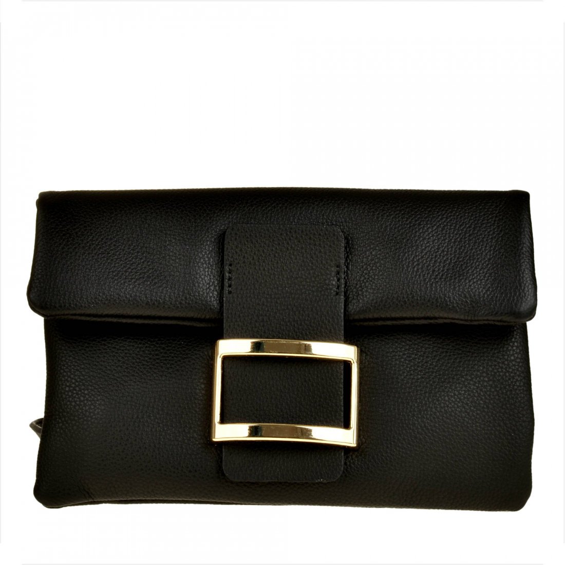 Modna skórzana torebka listonoszka-wizytowa czarna M