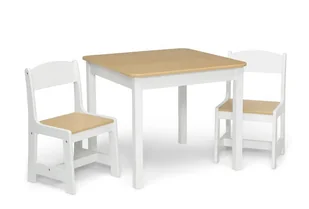 STOLIK DREWNIANY BIAŁY STÓŁ 2 KRZESŁA DLA DZIECI MEBLE DZIECIĘCE - Zestawy mebli dla dzieci - miniaturka - grafika 1
