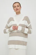 Swetry damskie - Pepe Jeans sweter z domieszką wełny damski kolor beżowy - miniaturka - grafika 1