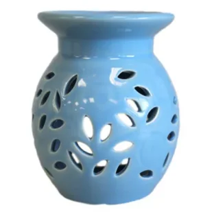 Kominek do aromaterapii Kwiatowy, niebieski - Świece - miniaturka - grafika 1