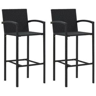 vidaXL Stołki barowe, 2 szt., czarne, rattan PE - Taborety i hokery - miniaturka - grafika 1