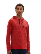 Bluzy męskie - TOM TAILOR Męska bluza z kapturem basic o wyglądzie spacedye, 32436-Velvet Red Soft Spacedye, L - miniaturka - grafika 1