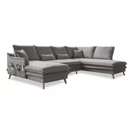 Narożniki - Szary rozkładany narożnik (prawostronny/w kształcie litery "U") – Miuform - miniaturka - grafika 1