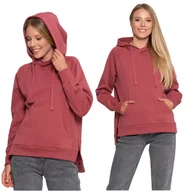 Bluzy damskie - LUŹNA BLUZA DAMSKA DRESOWA Z KAPTUREM OCIEPLANA CIEPŁA KLASYCZNA MORAJ XL - miniaturka - grafika 1