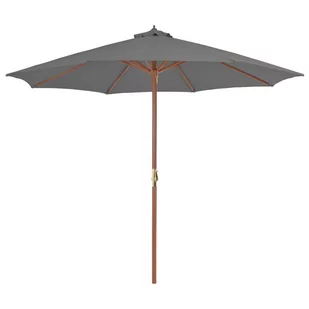 vidaXL Parasol ogrodowy na drewnianym słupku, 300 cm, antracytowy - Parasole ogrodowe - miniaturka - grafika 1