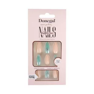 DONEGAL Sztuczne paznokcie - pistacja i piórko (3096) 1op.-24szt - Sztuczne paznokcie i akcesoria - miniaturka - grafika 1