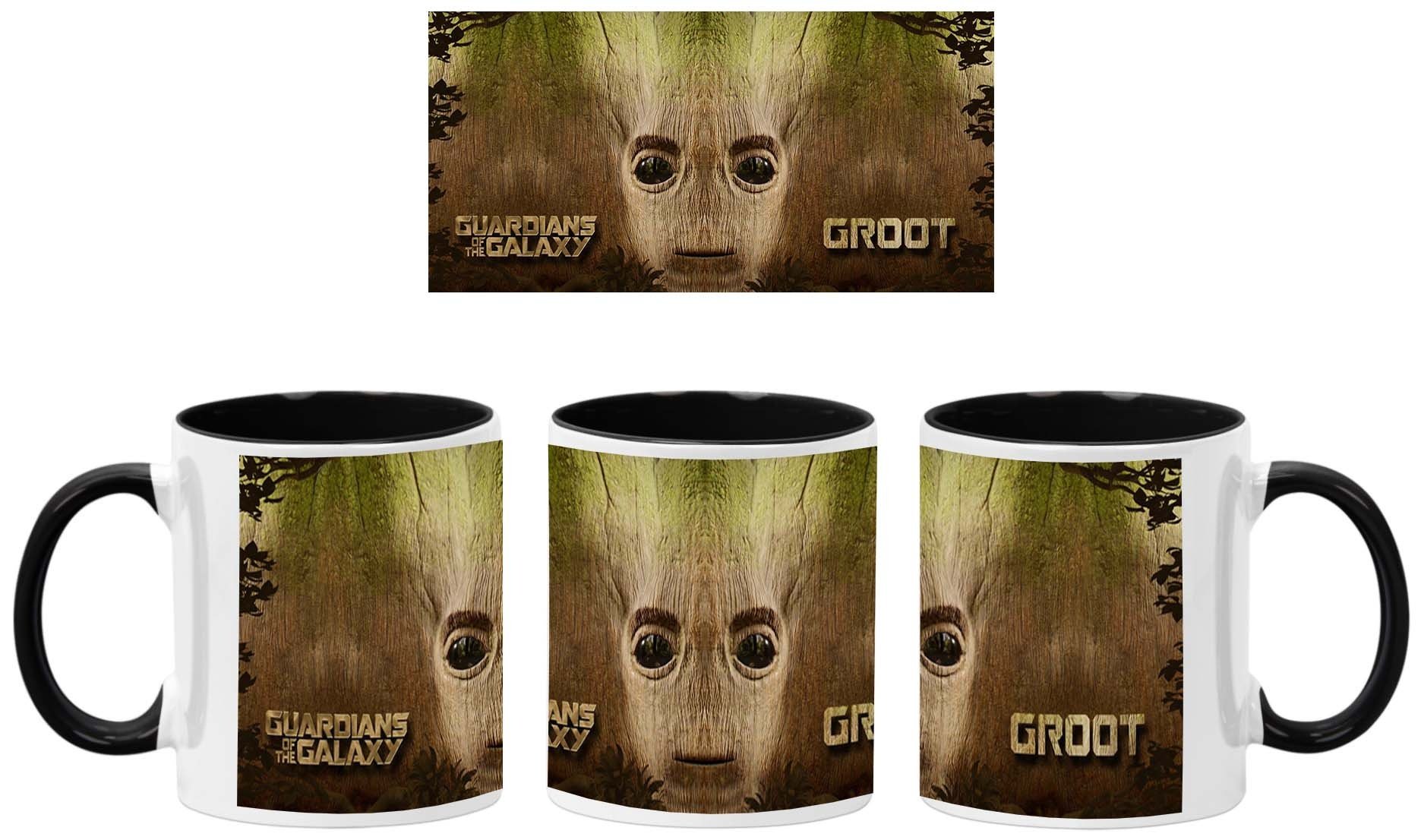 Galaxygroot02 Kubek Ceramiczny Prezent Tasse Mug Marvel Comics Cinematic Universe Deadpool Spiderman Iron Man Hulk, Czarny 330 ml