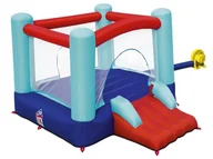Trampoliny - Bestway, Trampolina dmuchana z siatką wewnętrzną i zjeżdżalnią, 53310, 250x210x152 cm - miniaturka - grafika 1