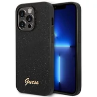 Etui i futerały do telefonów - Etui Guess Glitter Flakes Metal Logo do Apple iPhone 14 Pro Czarny - miniaturka - grafika 1